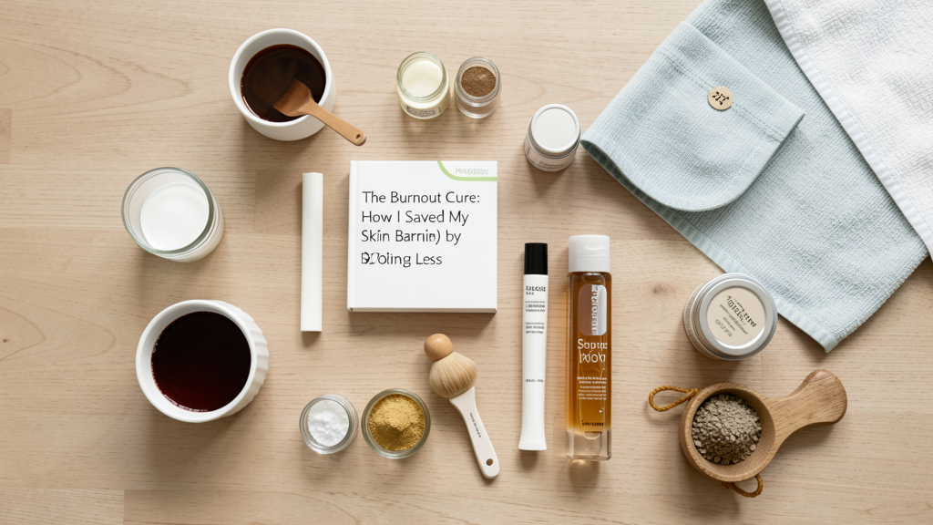 Editorial image illustrating The Burnout Cure: How I Saved My Skin Barrier (and $120/Month) by Doing Less