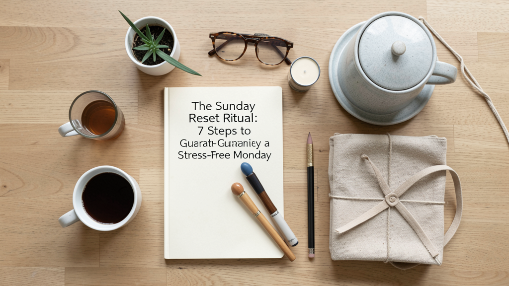 Editorial image illustrating The Sunday Reset Ritual: 7 Steps to Guarantee a Stress-Free Monday
